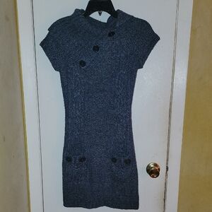 Pink Rose Dark Blue-Gray Buttoned Mini Dress